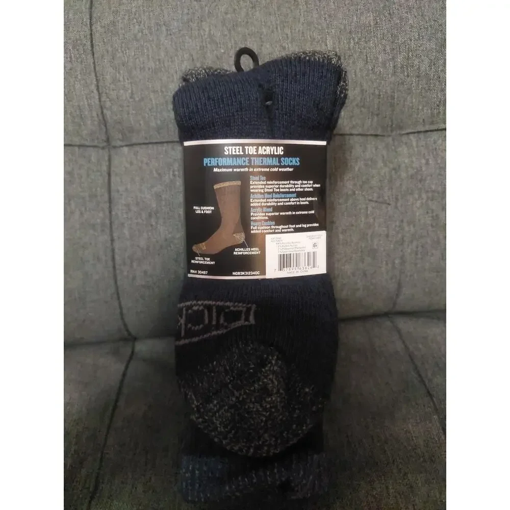 Dickies Crew Socks Size 6-12 Acrylic Blend Heavy Thermal 3 pair Steel Toe NEW